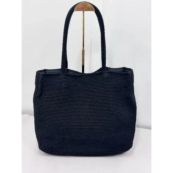 The Sak Black Crochet Shoulder Tote Bag - Picture 4 of 8